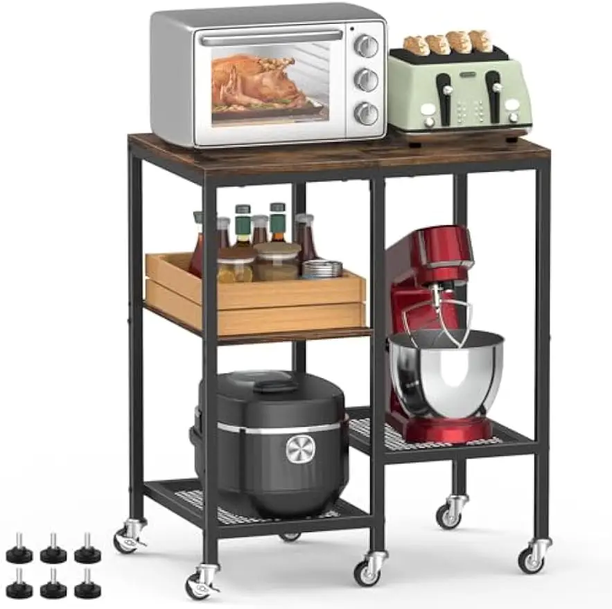 4-Tier Rolling Microwave Cart with Wheels, Coffee Bar Table Station, Kitchen Storage Shelf in Rustic Brown
4-Tier Rolling Microwave Cart with Wheels, Coffee Bar Table Station, Kitchen Storage Shelf in Rustic Brown