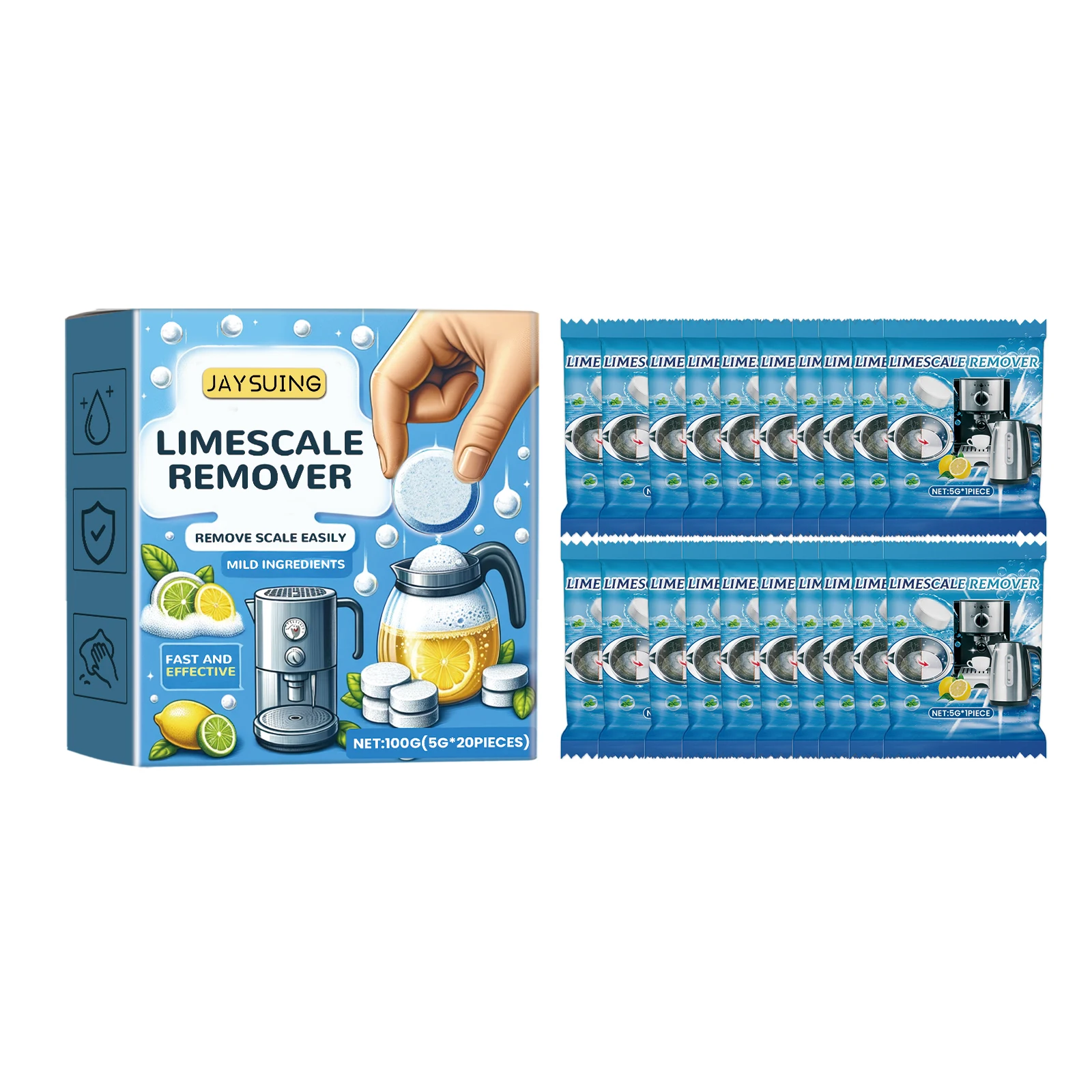 Multi-Purpose Scale Removal Effervescent Tablet, Scale Cleaning Effervescent Tablet Electric Kettle Scale Cleaning Tablet
Multi-Purpose Scale Removal Effervescent Tablet, Scale Cleaning Effervescent Tablet Electric Kettle Scale Cleaning Tablet