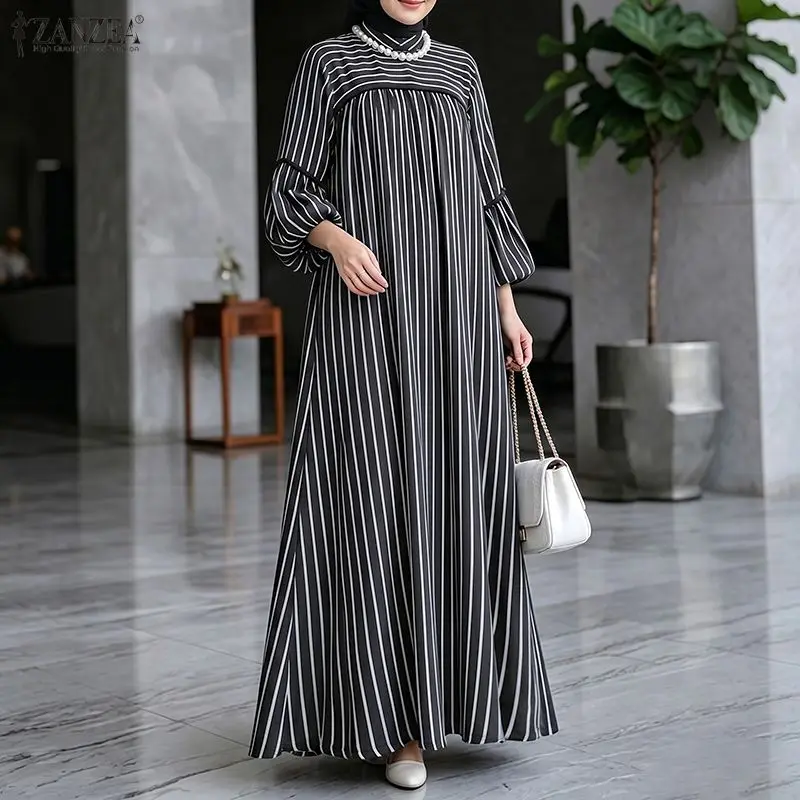 ZANZEA Modest Muslim Dress Abaya Ramadan Robe Kaftan Women Elegant Lantern Sleeve Striped Maxi Dresses Oversize Loose Sundress
ZANZEA Modest Muslim Dress Abaya Ramadan Robe Kaftan Women Elegant Lantern Sleeve Striped Maxi Dresses Oversize Loose Sundress