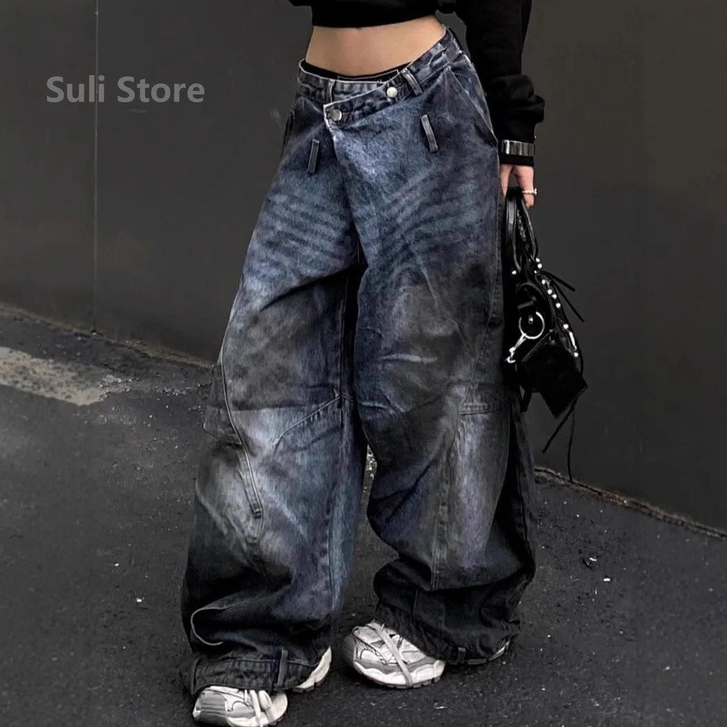 Blue Womens Jeans High Waist Vintage Design Hip Hop Straight Baggy Denim Pants Street Y2K American Style Wide Leg Denim Trouser
Blue Womens Jeans High Waist Vintage Design Hip Hop Straight Baggy Denim Pants Street Y2K American Style Wide Leg Denim Trouser
