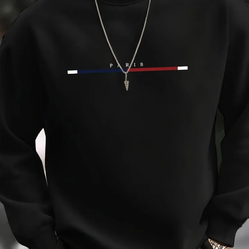 Men's autumn and winter casual sports loose oversized Paris print with fleece warm pullover round neck long sleeved sweatshirt
Men's autumn and winter casual sports loose oversized Paris print with fleece warm pullover round neck long sleeved sweatshirt