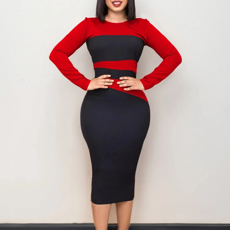 Women's New Fashionable and Elegant Tunle OL Color Blocked Hip Bag Plus Size Dress
Women's New Fashionable and Elegant Tunle OL Color Blocked Hip Bag Plus Size Dress