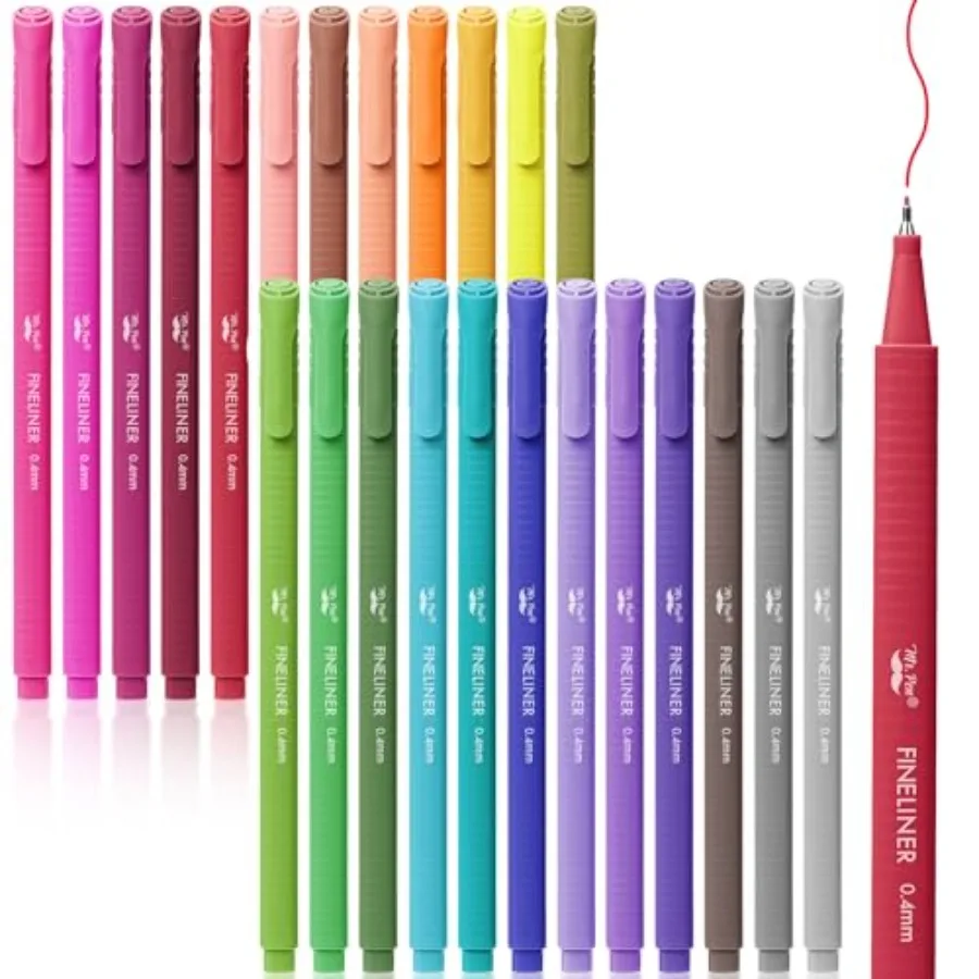 - Colored Fineliner Pens, 24 Pack, 0.4mm, Ergonomic Triangular Barrels, Smooth Writing Pens for Journaling, Note-Taking, Colori
- Colored Fineliner Pens, 24 Pack, 0.4mm, Ergonomic Triangular Barrels, Smooth Writing Pens for Journaling, Note-Taking, Colori