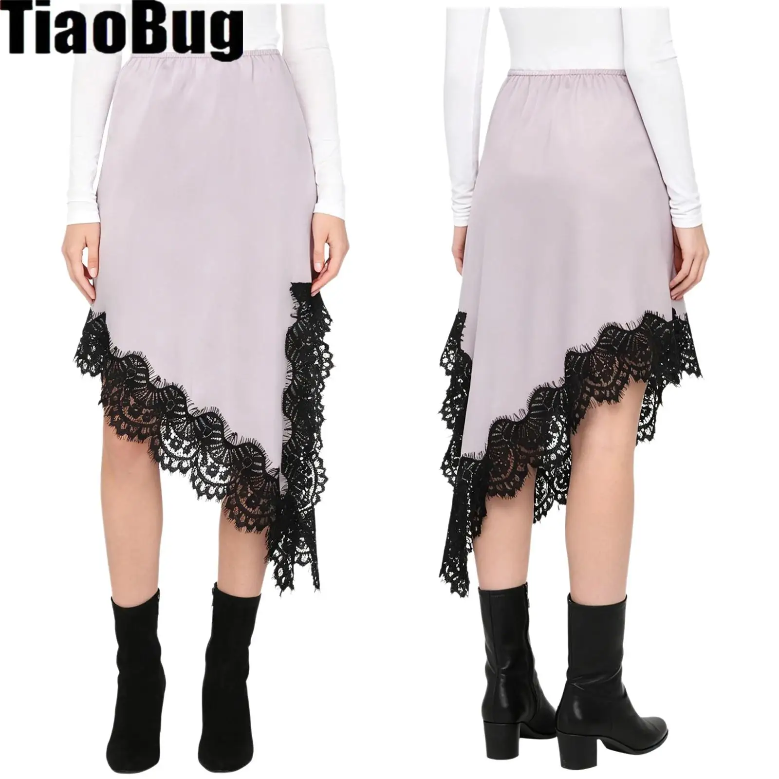Womens Zipper A-line Skirt Satiny Skirt Irregular Hem with Eyelash Lace Trim And Side Split Elastic Waistband with Side Skirt
Womens Zipper A-line Skirt Satiny Skirt Irregular Hem with Eyelash Lace Trim And Side Split Elastic Waistband with Side Skirt