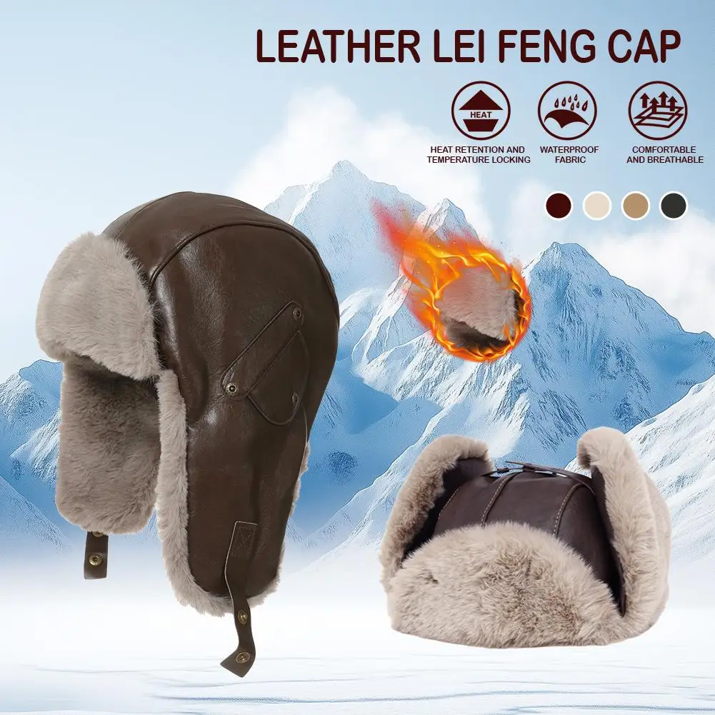 Leather Bomber Hat Men Women Thick Warm Russian Ushanka Hat Female Winter Earflap Male Ski Black Fur Fashion Cap Hat Grey X7R5
Leather Bomber Hat Men Women Thick Warm Russian Ushanka Hat Female Winter Earflap Male Ski Black Fur Fashion Cap Hat Grey X7R5