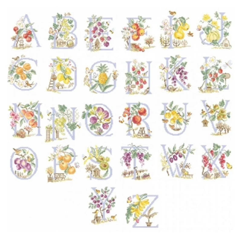 Fruit Letters Patterns Counted Cross Stitch 11CT 14CT 18CT DIY Chinese Cross Stitch Kit Embroidery Needlework Sets
Fruit Letters Patterns Counted Cross Stitch 11CT 14CT 18CT DIY Chinese Cross Stitch Kit Embroidery Needlework Sets