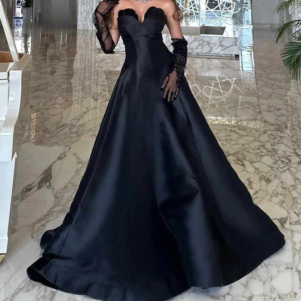 Sleeveless Floor Length Sweetheart Dubai Evening Caftan Dress Solid Black Court Train Fashion Dresses For Formal Occasions 2024
Sleeveless Floor Length Sweetheart Dubai Evening Caftan Dress Solid Black Court Train Fashion Dresses For Formal Occasions 2024