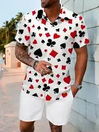 Trendy and fashionable mahjong card game pattern men's Hawaiian vacation casual short sleeved shirt
Trendy and fashionable mahjong card game pattern men's Hawaiian vacation casual short sleeved shirt