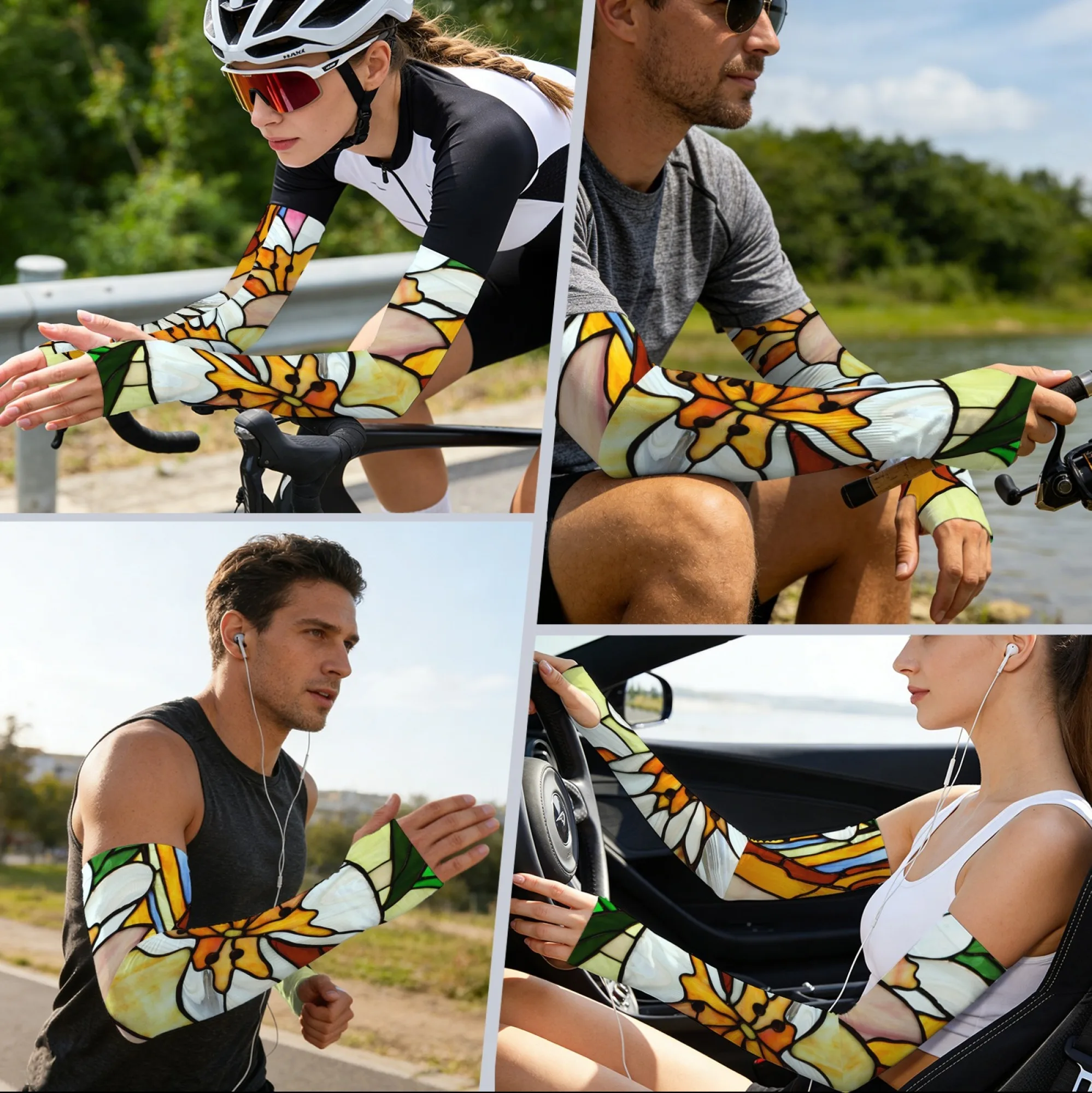 Bohemian Floral Print Arm Sleeves Non-slip Sun-protective Soft Arm Sleeves for Outdoor Fishing Cycling Driving Protection
Bohemian Floral Print Arm Sleeves Non-slip Sun-protective Soft Arm Sleeves for Outdoor Fishing Cycling Driving Protection