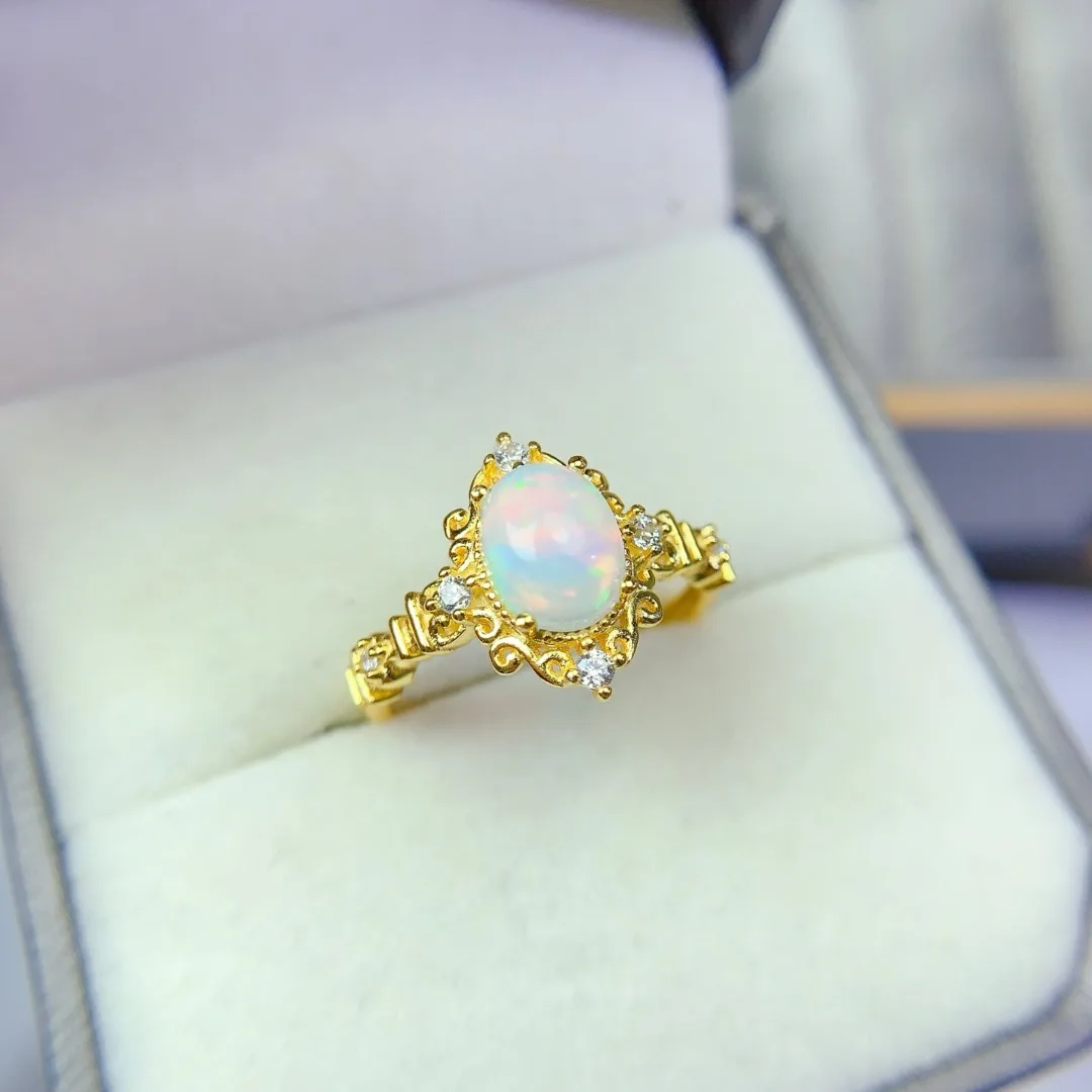 Opulent Ethnic Style Natural Opal Ring S925 Pure Silver Minimalist Fashion Jewelry Shining Artistic Accessory
Opulent Ethnic Style Natural Opal Ring S925 Pure Silver Minimalist Fashion Jewelry Shining Artistic Accessory