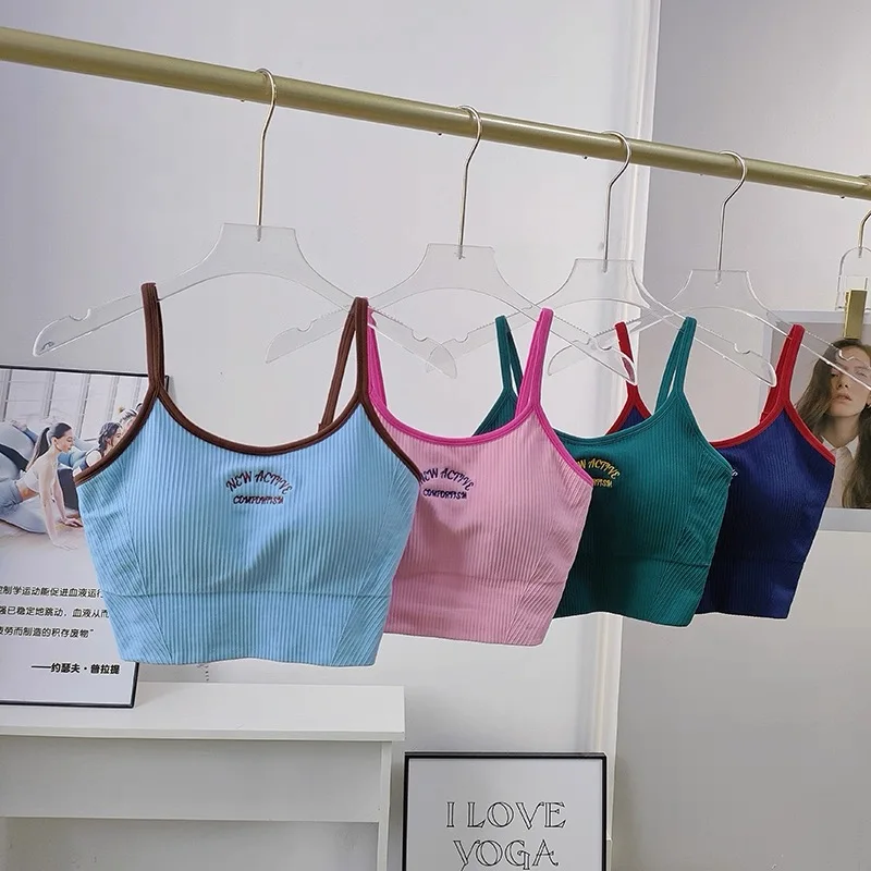 Color Blocking Small Camisole Sports Bra Women's Fixed Cup Fitness Bra Running Pra Acceleration Dry Training Yoga
Color Blocking Small Camisole Sports Bra Women's Fixed Cup Fitness Bra Running Pra Acceleration Dry Training Yoga