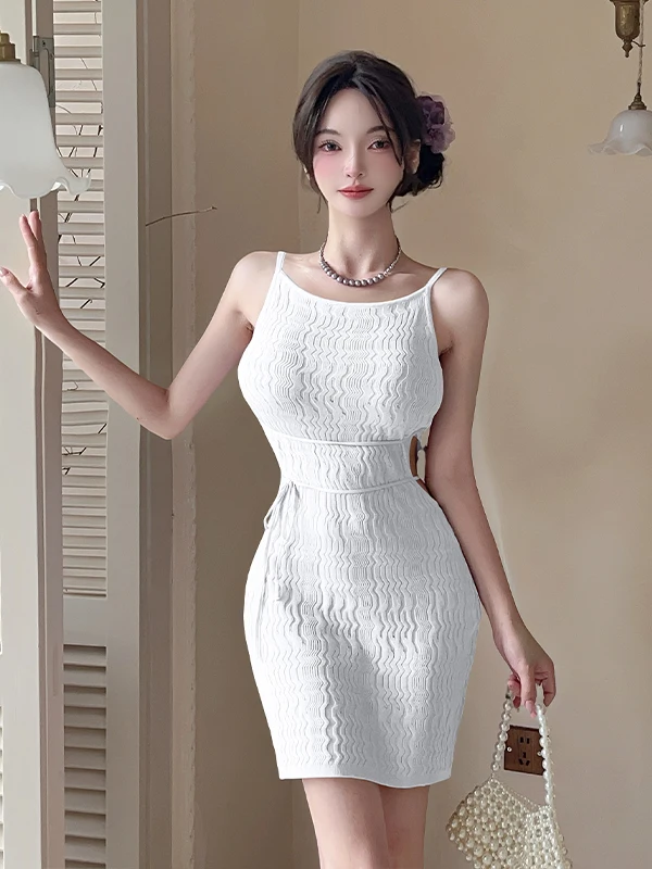 Summer New Style Sexy Knitted Wrap Dress Women's Slim Fit Neck Hanging Dress Pure Desire Medium Elasticity City Commute Dress
Summer New Style Sexy Knitted Wrap Dress Women's Slim Fit Neck Hanging Dress Pure Desire Medium Elasticity City Commute Dress