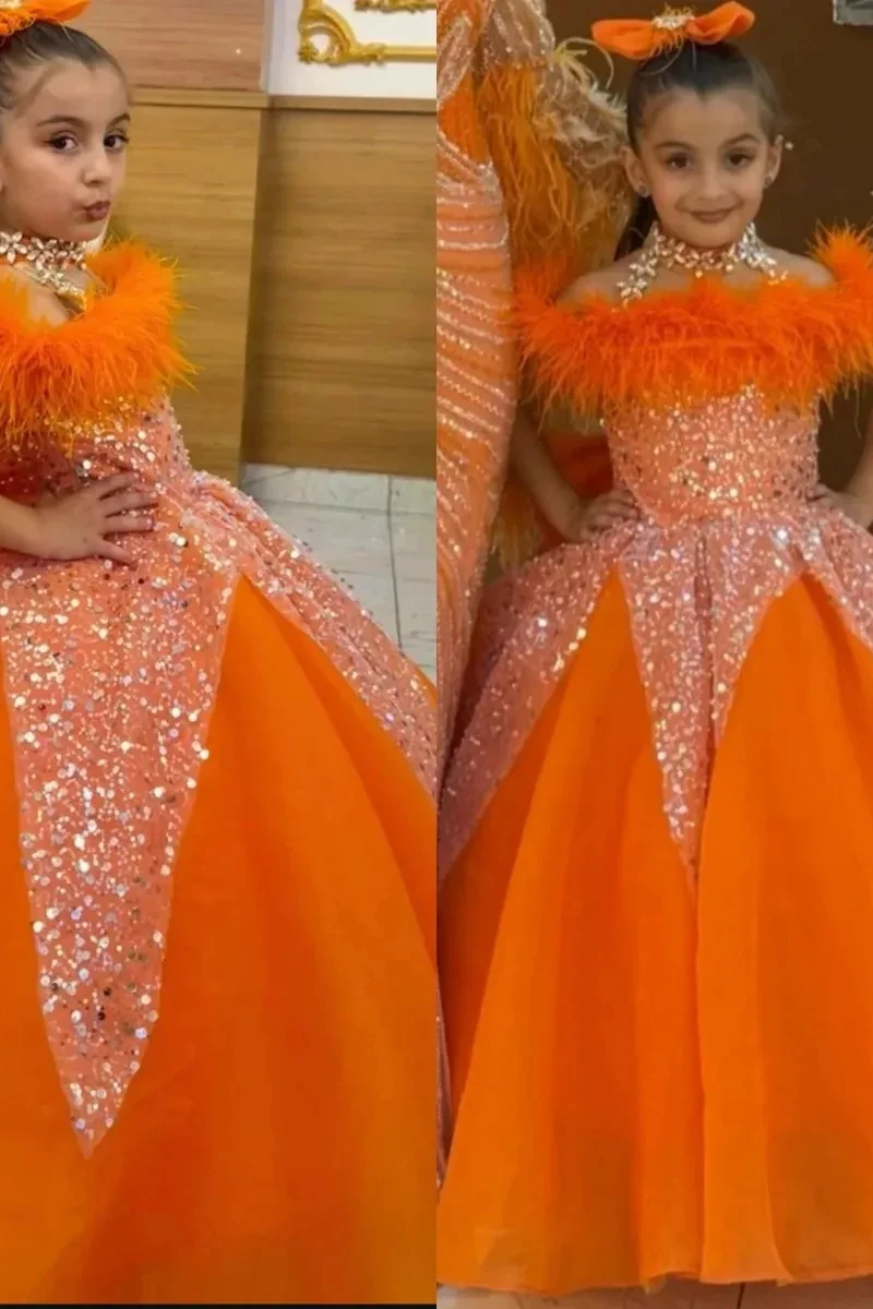 Customized Orange Flower Girl Dress For Wedding Bowknot Appliques Glitter Floor Length Kids Birthday First Communion Gown
Customized Orange Flower Girl Dress For Wedding Bowknot Appliques Glitter Floor Length Kids Birthday First Communion Gown