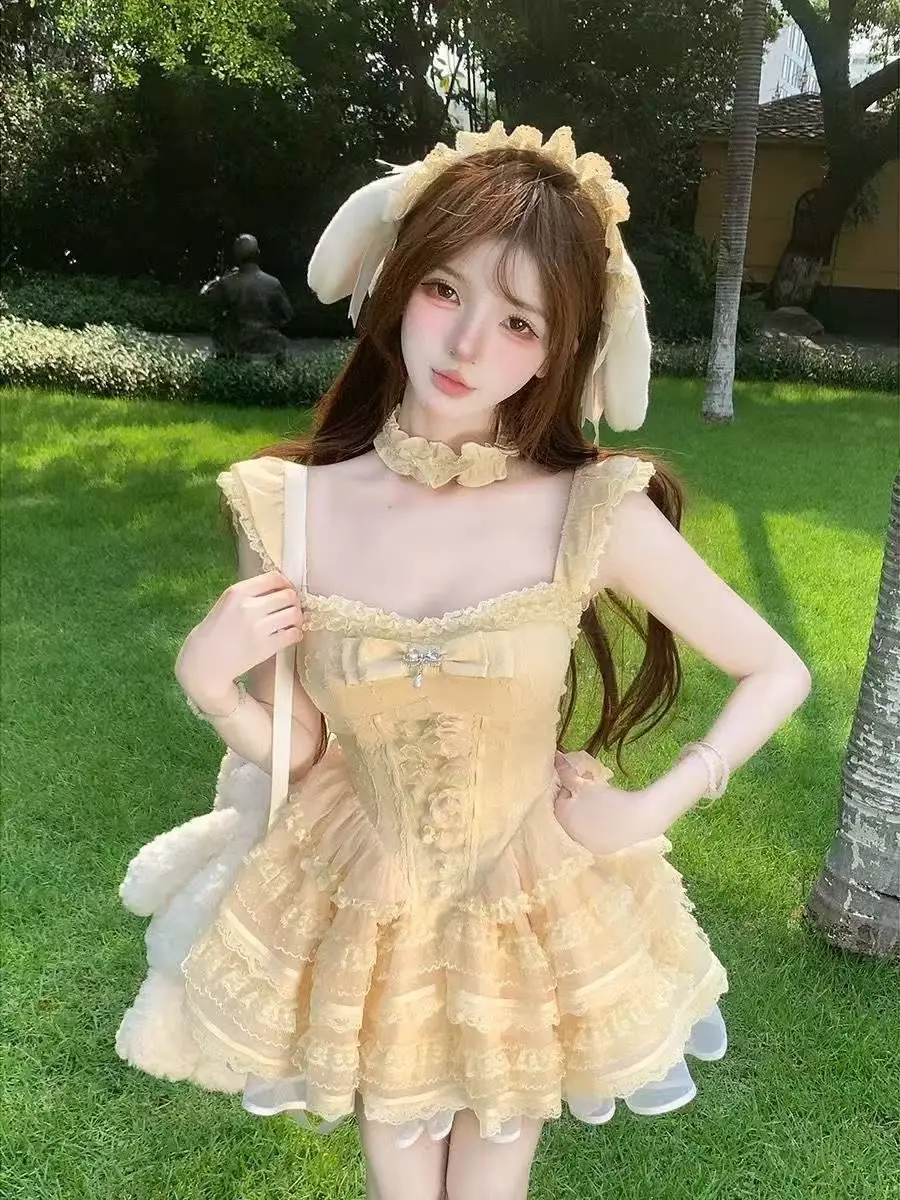 Princess Style Sweet Knot Strap Cake Skirt Bloomer Shorts Two Piece Set Summer Fashion Breathable Polyester Fabric
Princess Style Sweet Knot Strap Cake Skirt Bloomer Shorts Two Piece Set Summer Fashion Breathable Polyester Fabric