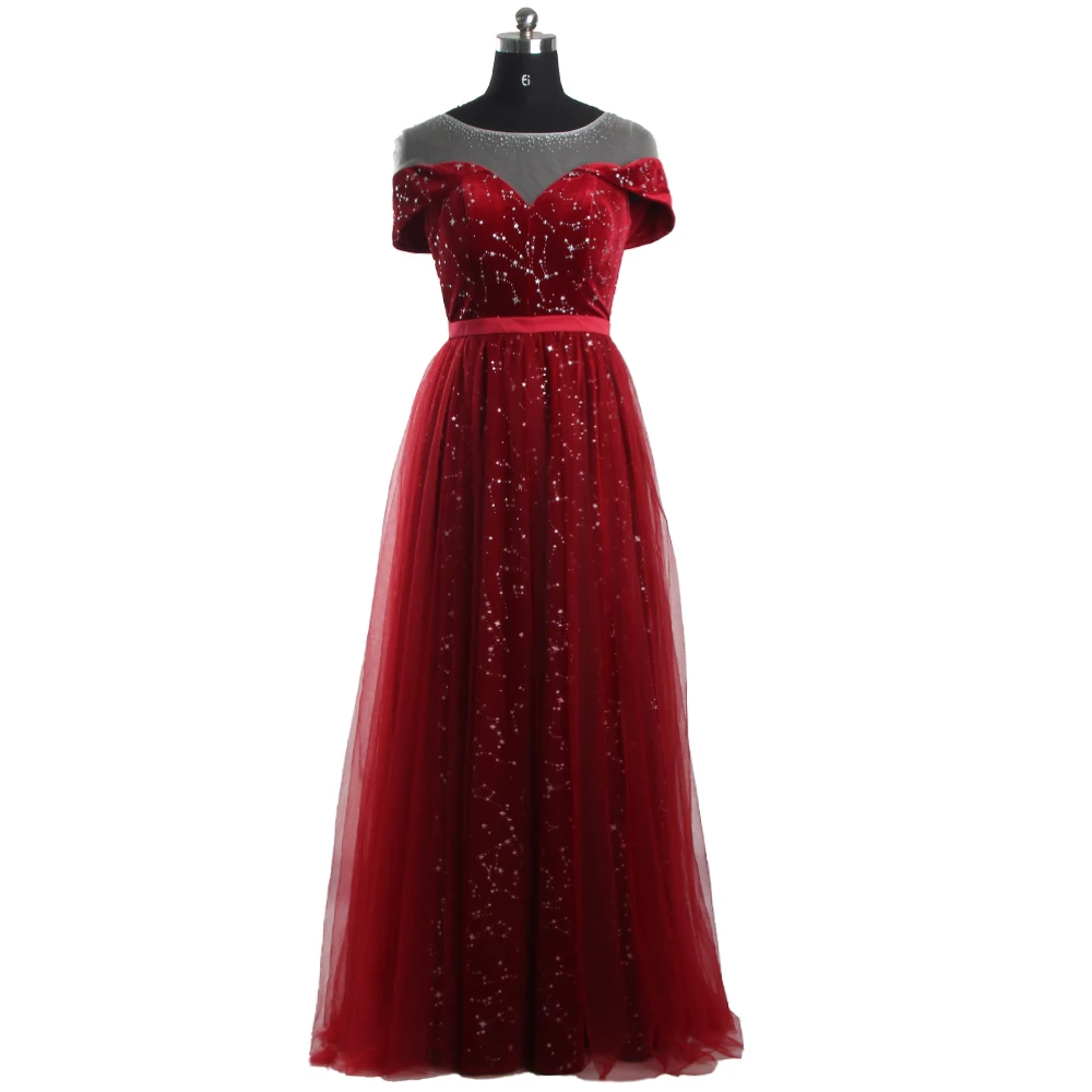 Evening Dresses Burgundy Velour Bling illusion O-neck Short Sleeves Lace up A-line Floor Length Plus size Women Party Dress B301
Evening Dresses Burgundy Velour Bling illusion O-neck Short Sleeves Lace up A-line Floor Length Plus size Women Party Dress B301