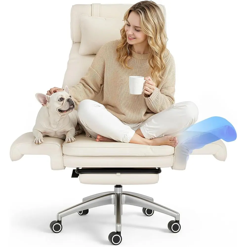 Ergonomic Big and Tall Office Chair with 180° Swivel, Footrest, and Air Leather in Beige
Ergonomic Big and Tall Office Chair with 180° Swivel, Footrest, and Air Leather in Beige