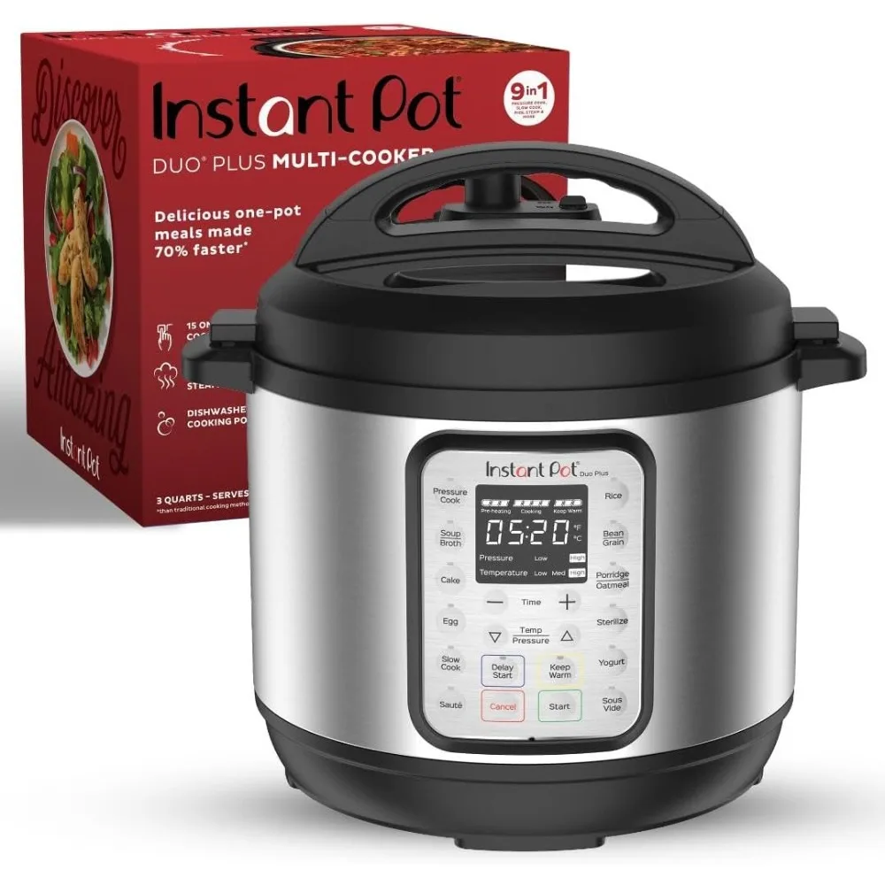 Duo Plus 9-in-1 Multicooker, Pressure Cooker, Slow Cook, Rice Maker, Steamer, Sauté, Yogurt, Warmer & Sterilizer, Includes App
Duo Plus 9-in-1 Multicooker, Pressure Cooker, Slow Cook, Rice Maker, Steamer, Sauté, Yogurt, Warmer & Sterilizer, Includes App