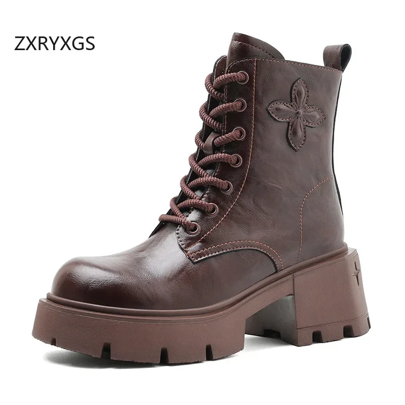 ZXRYXGS British Style Cross Straps Side Zipper Genuine Leather Boots Single Thick Sole Increase Shoes 2024 Winter Women Boots
ZXRYXGS British Style Cross Straps Side Zipper Genuine Leather Boots Single Thick Sole Increase Shoes 2024 Winter Women Boots