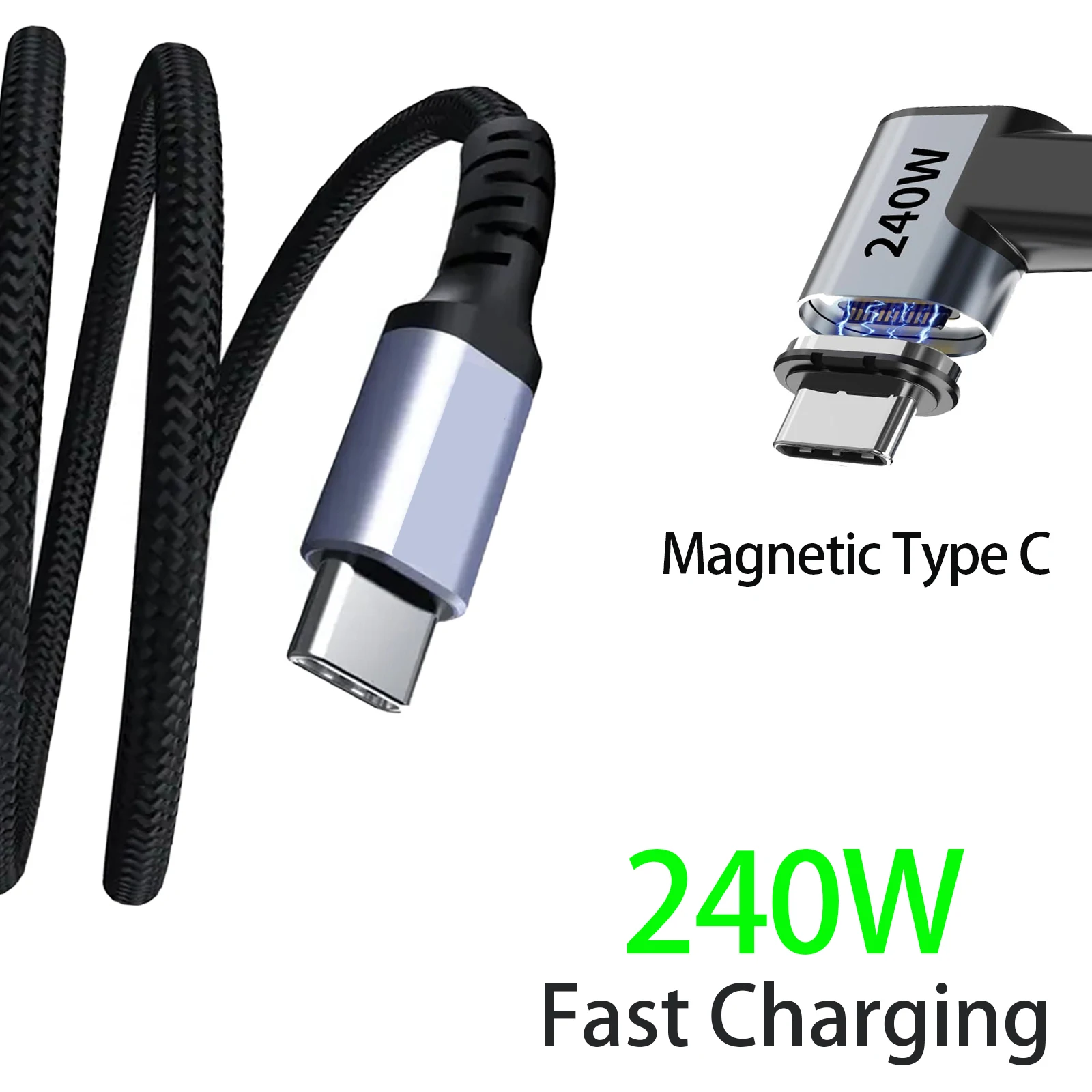 240W Magnetic Type C Fast Charging Cable, USB C to Angled USB C Fast Charge 5A, Compatible with Type C Laptops, Tablets & Phones
240W Magnetic Type C Fast Charging Cable, USB C to Angled USB C Fast Charge 5A, Compatible with Type C Laptops, Tablets & Phones