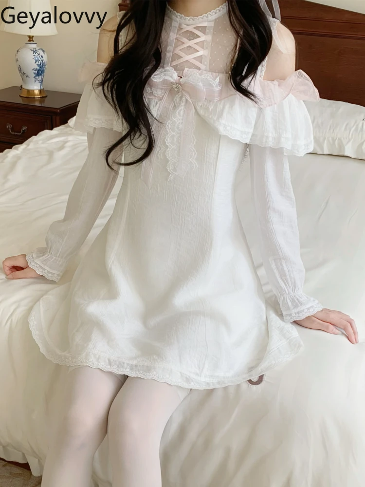 Original Japanese Summer One-word Shoulder Slimming Short Dress Lace Bow Sweet Cute Girls High Waist Long Sleeve Dresses
Original Japanese Summer One-word Shoulder Slimming Short Dress Lace Bow Sweet Cute Girls High Waist Long Sleeve Dresses