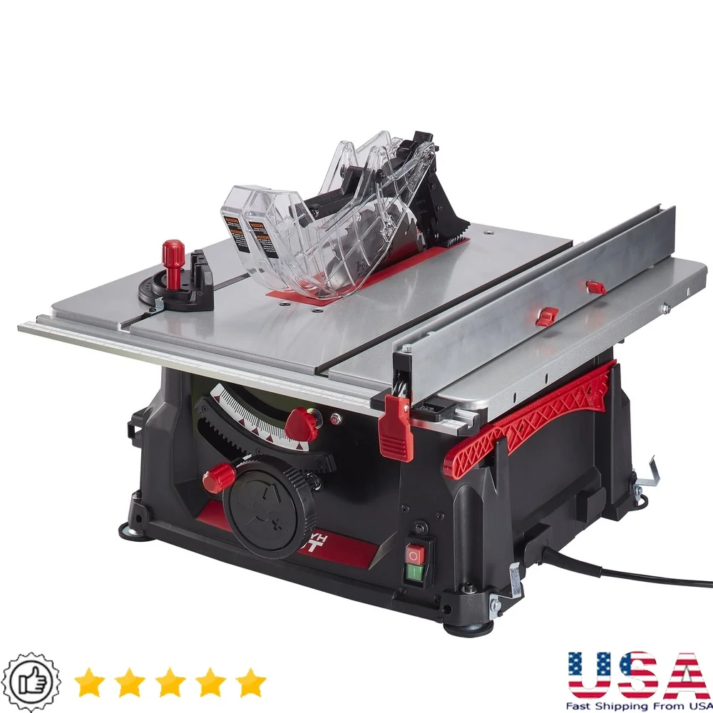 10 Inch Portable Table Saw 15 Amp 0-45 Degree Bevel Cutting Lightweight Compact Design Rip Fence Miter Gauge Push Stick
10 Inch Portable Table Saw 15 Amp 0-45 Degree Bevel Cutting Lightweight Compact Design Rip Fence Miter Gauge Push Stick