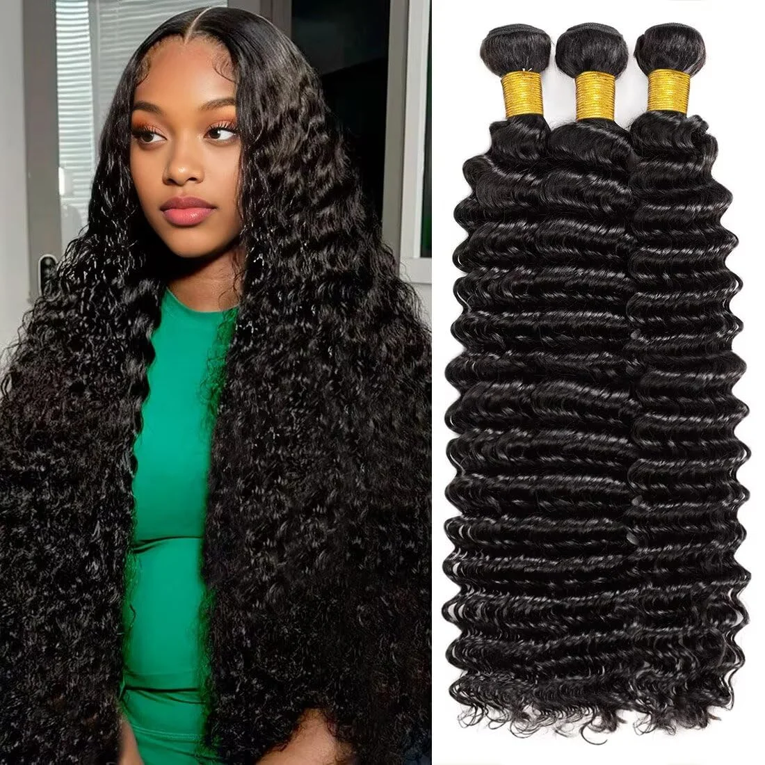 46 Inch Deep Wave Brazilian Human Hair Bundles 3/4 PCS Natural Black Unprocessed Remy Hair Extensions Weave Bundles Soft Silky
46 Inch Deep Wave Brazilian Human Hair Bundles 3/4 PCS Natural Black Unprocessed Remy Hair Extensions Weave Bundles Soft Silky