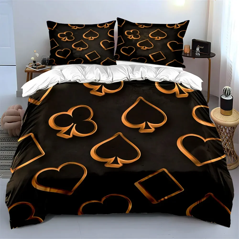 Golden Poker Suit Decorative Set Soft Comfortable Duvet Cover Bedding Set Included 1*Duvet Cover & 2*Pillowcases, gift
Golden Poker Suit Decorative Set Soft Comfortable Duvet Cover Bedding Set Included 1*Duvet Cover & 2*Pillowcases, gift