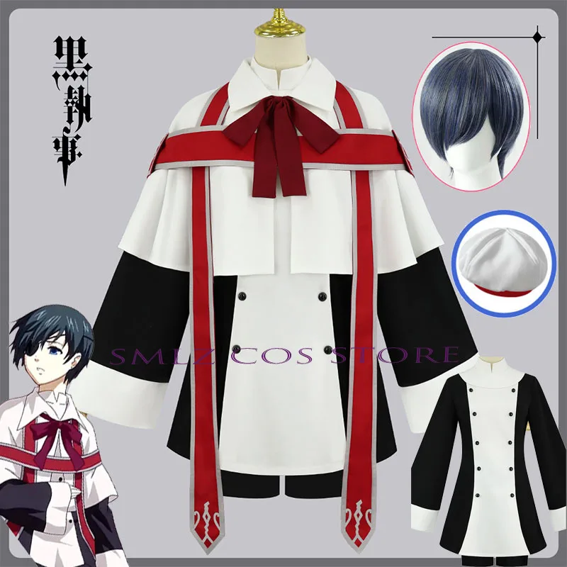 Phantomhive Ciel Cosplay Anime Butler Singing Class Choir Costume Ciel White Cloak Shorts Hat Uniform Halloween Party Outfit
Phantomhive Ciel Cosplay Anime Butler Singing Class Choir Costume Ciel White Cloak Shorts Hat Uniform Halloween Party Outfit