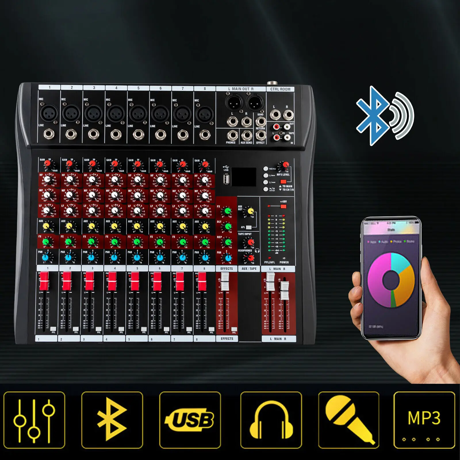 Bluetooth Live Studio Audio Mixer 8/12/16 Channel Bluetooth Live Studio Audio Mixer Mixing Console USB Professional
Bluetooth Live Studio Audio Mixer 8/12/16 Channel Bluetooth Live Studio Audio Mixer Mixing Console USB Professional