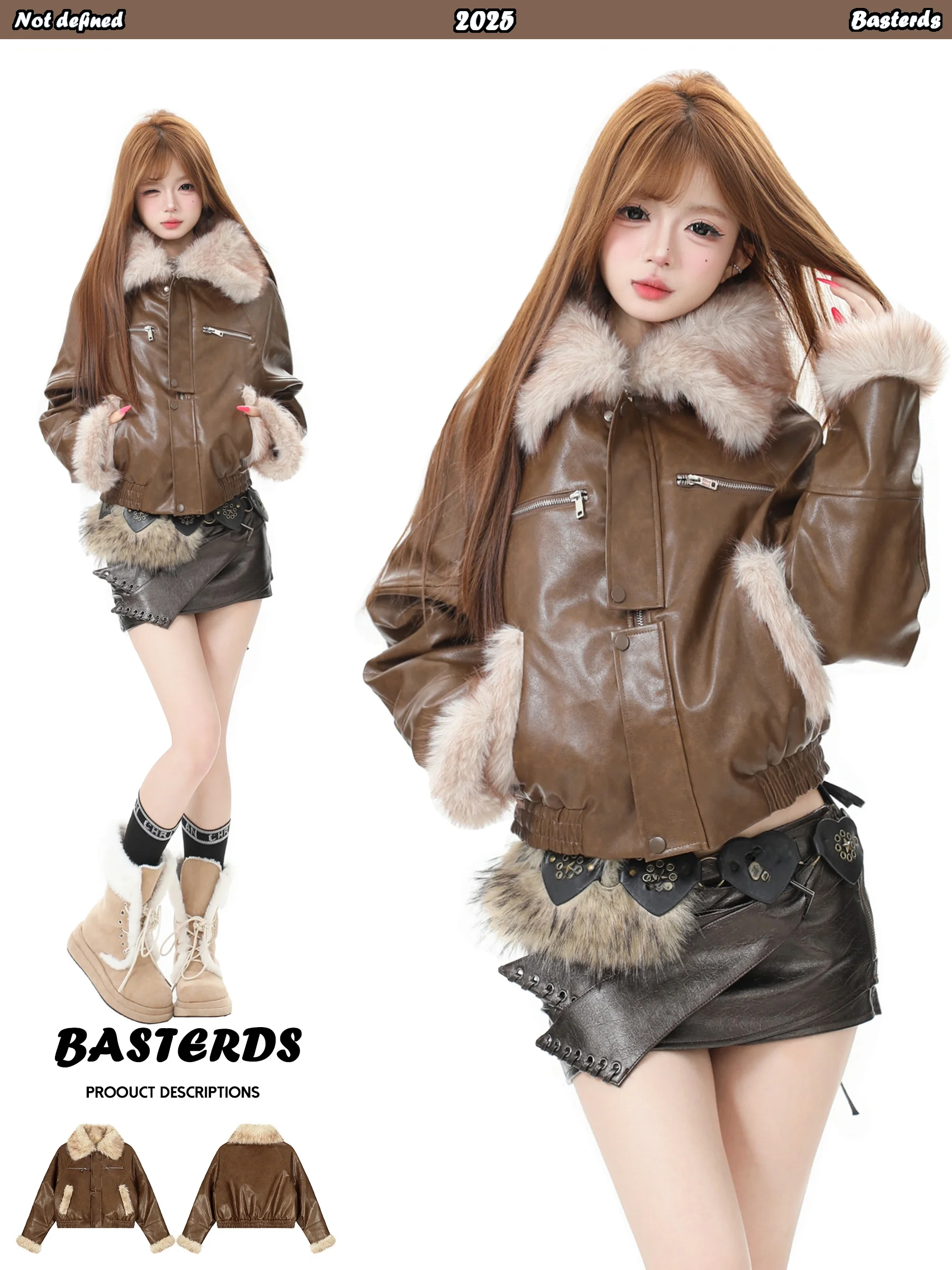 Basterds American Retro PU Leather Coat Women's Winter Design Sense Warmth Fce ort Outerwear Large Fur Collar
Basterds American Retro PU Leather Coat Women's Winter Design Sense Warmth Fce ort Outerwear Large Fur Collar