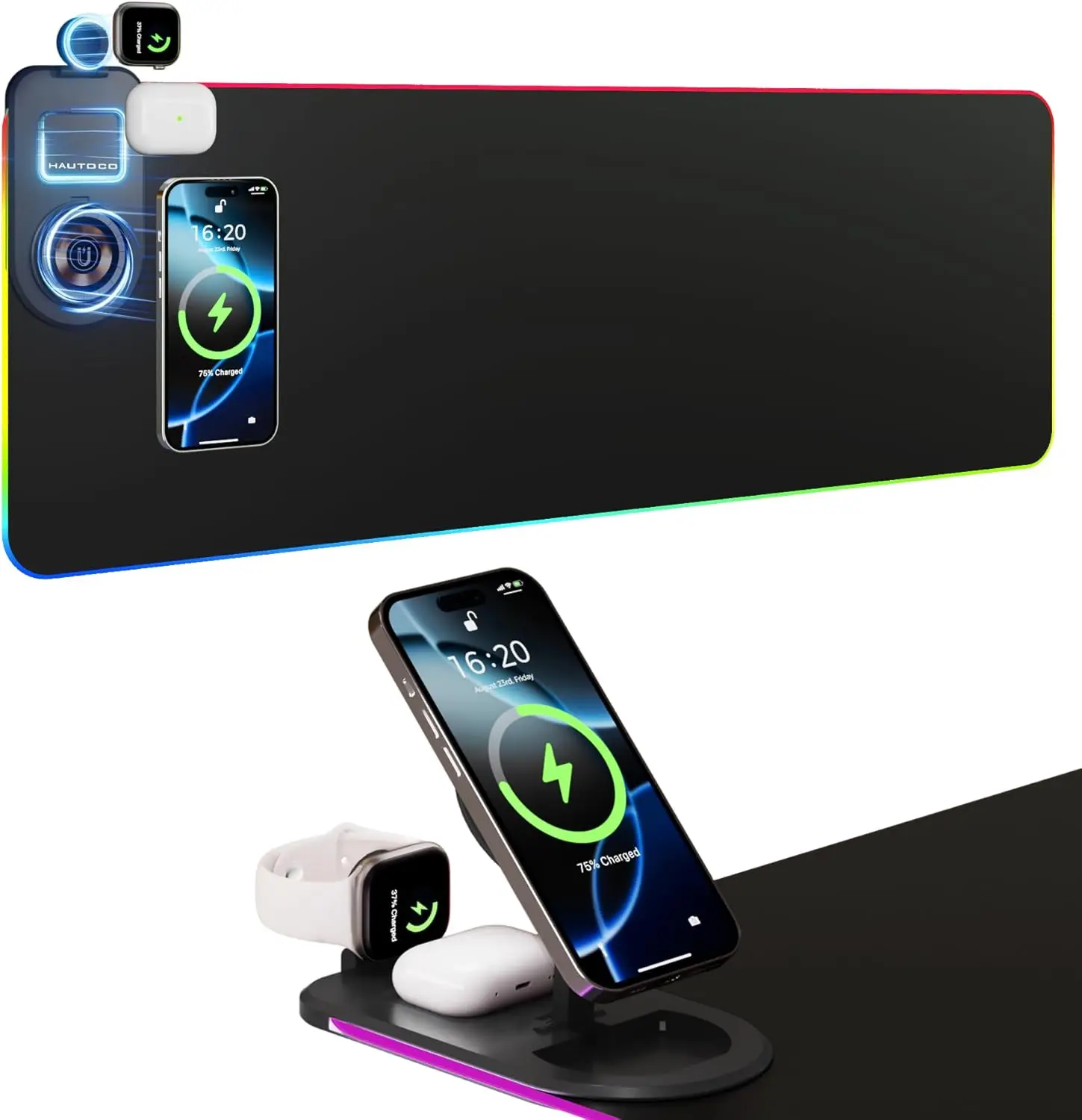 15W RGB Wireless Charging Mouse Pad, Extra Large 35.4x11.8in Waterproof Desk Mat with Phone Holder, Non-Slip Base for PC Laptop
15W RGB Wireless Charging Mouse Pad, Extra Large 35.4x11.8in Waterproof Desk Mat with Phone Holder, Non-Slip Base for PC Laptop