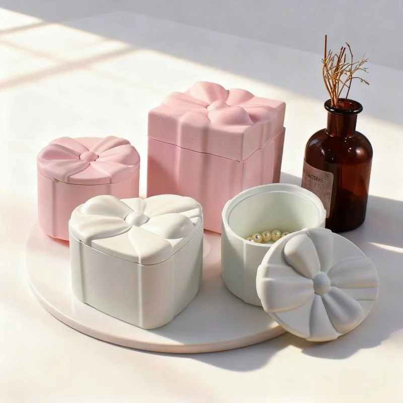 Bowknot Shape Candle Cup Storage Box Silicone Mold Heart Round Plaster Storage Jar Home Decoration Molds
Bowknot Shape Candle Cup Storage Box Silicone Mold Heart Round Plaster Storage Jar Home Decoration Molds
