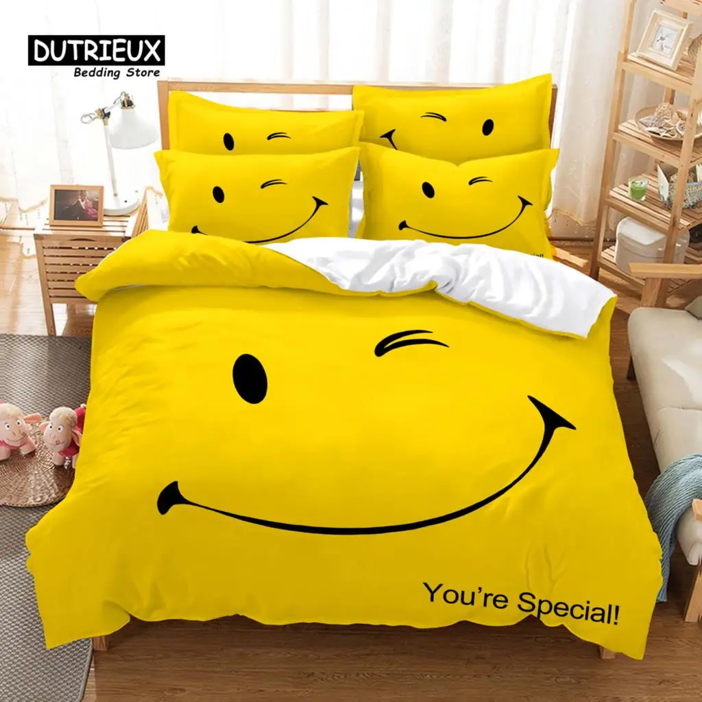Smiling Face Duvet Cover Set, Fashion Bedding Set, Soft Comfortable Breathable Duvet Cover, For Bedroom Guest Room Decor
Smiling Face Duvet Cover Set, Fashion Bedding Set, Soft Comfortable Breathable Duvet Cover, For Bedroom Guest Room Decor