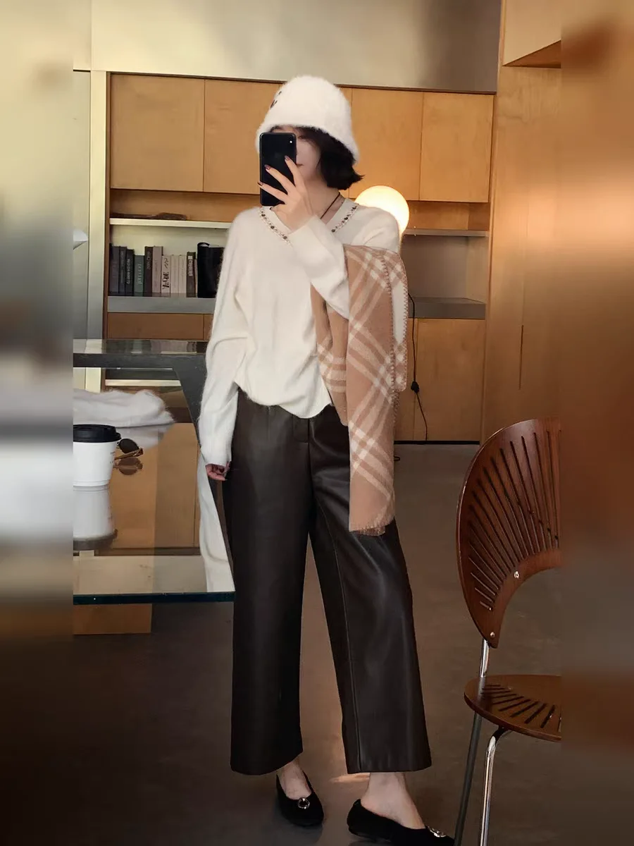 Брюки из натуральной кожи eepskin с высокой талией, широкими штанинами, прямым кроем, длиной 7/8, женские, повседневные, удобные, мягкие, модель Sle 202...
Брюки из натуральной кожи eepskin с высокой талией, широкими штанинами, прямым кроем, длиной 7/8, женские, повседневные, удобные, мягкие, модель Sle 202...