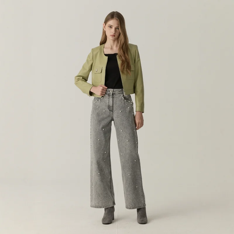 High Waist Straight Leg Diamond Embellied Handmade Jeans Versatile All-Match Slimming Full-Length Women's Denim Pants
High Waist Straight Leg Diamond Embellied Handmade Jeans Versatile All-Match Slimming Full-Length Women's Denim Pants