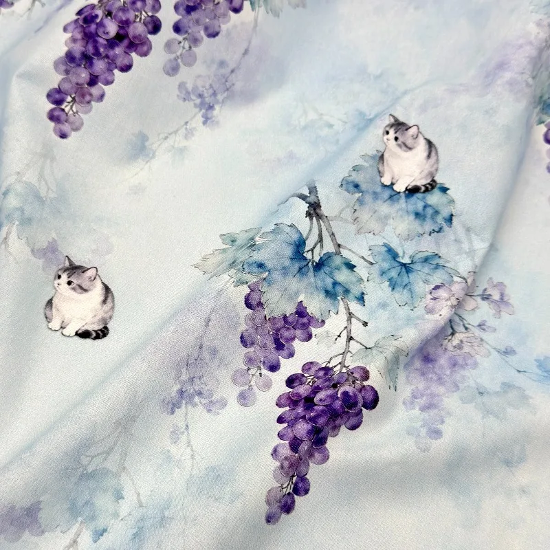 L100XW110CM 100% Cotton Fabric Cat Grape Print Cute Cartoon for DIY Lolita Dress Bag Bed Sheet Tablecloth Sewing Accessories
L100XW110CM 100% Cotton Fabric Cat Grape Print Cute Cartoon for DIY Lolita Dress Bag Bed Sheet Tablecloth Sewing Accessories