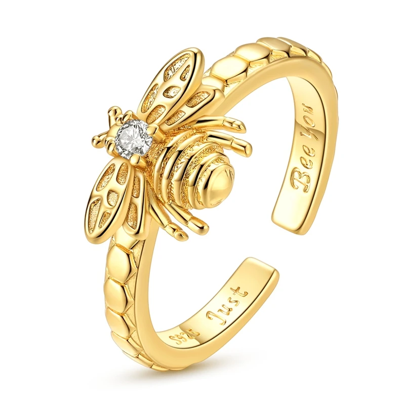 Original 925 Sterling Silver Golden Bee Open Rings For Women Girls Jewelry Birthday Anniversary Gifts
Original 925 Sterling Silver Golden Bee Open Rings For Women Girls Jewelry Birthday Anniversary Gifts