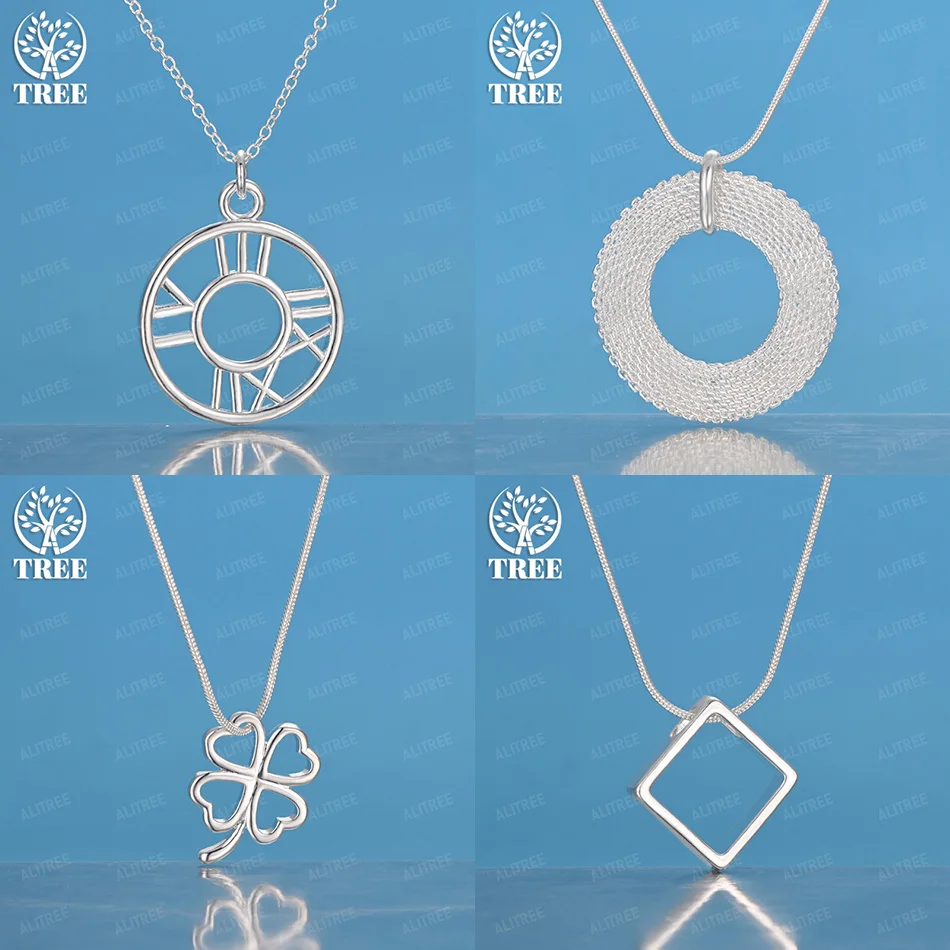 925 Sterling Silver Circle Roman Numeral Four-Leaf Clover Square Pendant Necklace Women Fine Jewelry Accessories Wedding Party
925 Sterling Silver Circle Roman Numeral Four-Leaf Clover Square Pendant Necklace Women Fine Jewelry Accessories Wedding Party