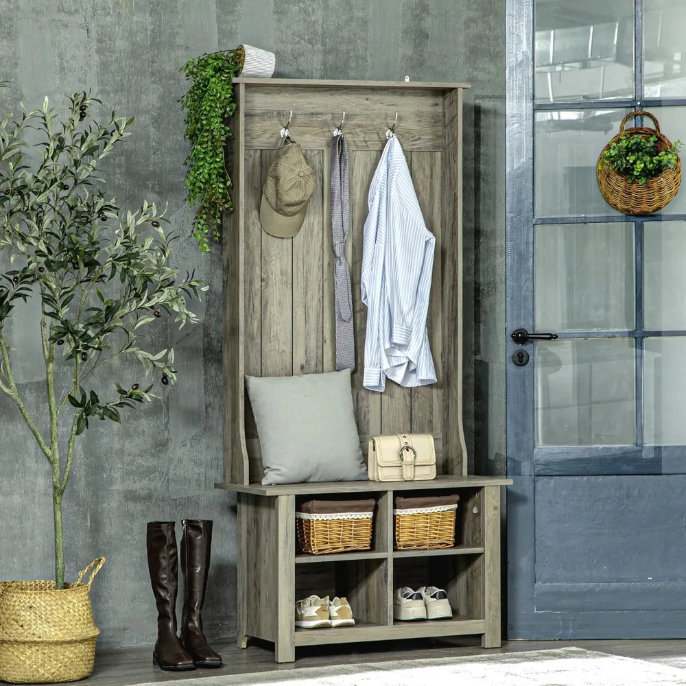 Hall Tree with Shoe Storage Bench, Entryway Bench with Coat Rack, Accent Coat Tree with Adjustable Shelves for Hallway, L
Hall Tree with Shoe Storage Bench, Entryway Bench with Coat Rack, Accent Coat Tree with Adjustable Shelves for Hallway, L