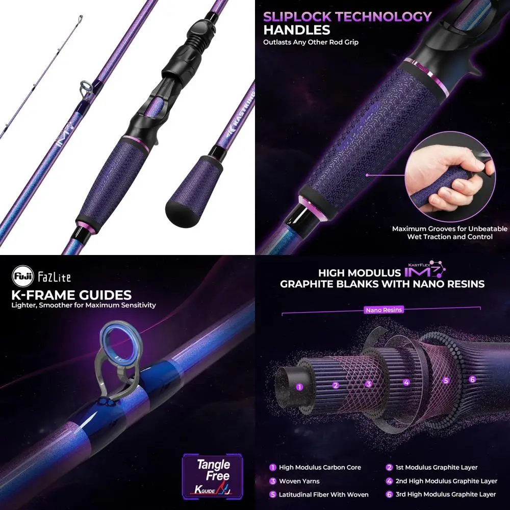 Technique Bass Fishing Rods with Graphite Blanks, Lightweight Guides, and SlipLock Technology for Enhanced Performance
Technique Bass Fishing Rods with Graphite Blanks, Lightweight Guides, and SlipLock Technology for Enhanced Performance