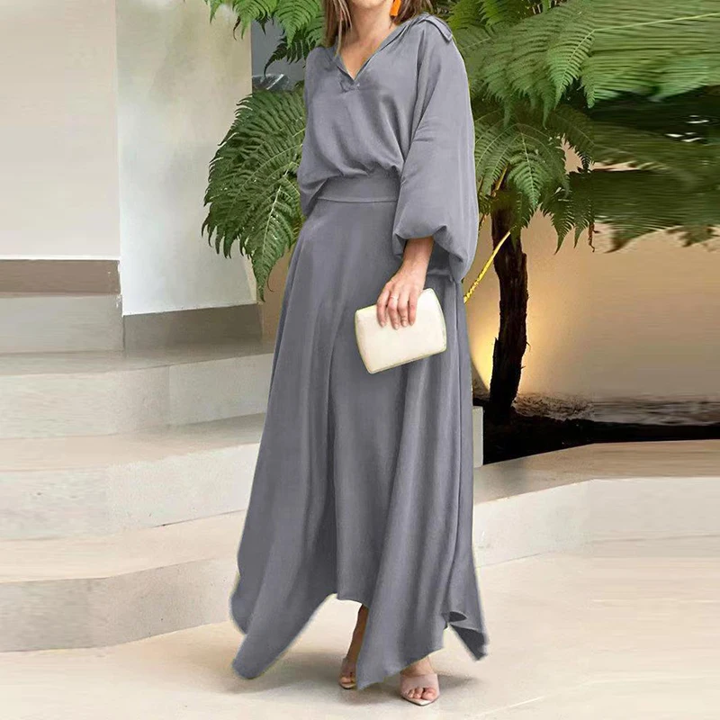 Women Solid Pullover Top Skirt Suit Spring Autumn Large Lapel Long Sleeve Tops Waist Skirt Two Piece Set Elegant Lady Streetwear
Women Solid Pullover Top Skirt Suit Spring Autumn Large Lapel Long Sleeve Tops Waist Skirt Two Piece Set Elegant Lady Streetwear