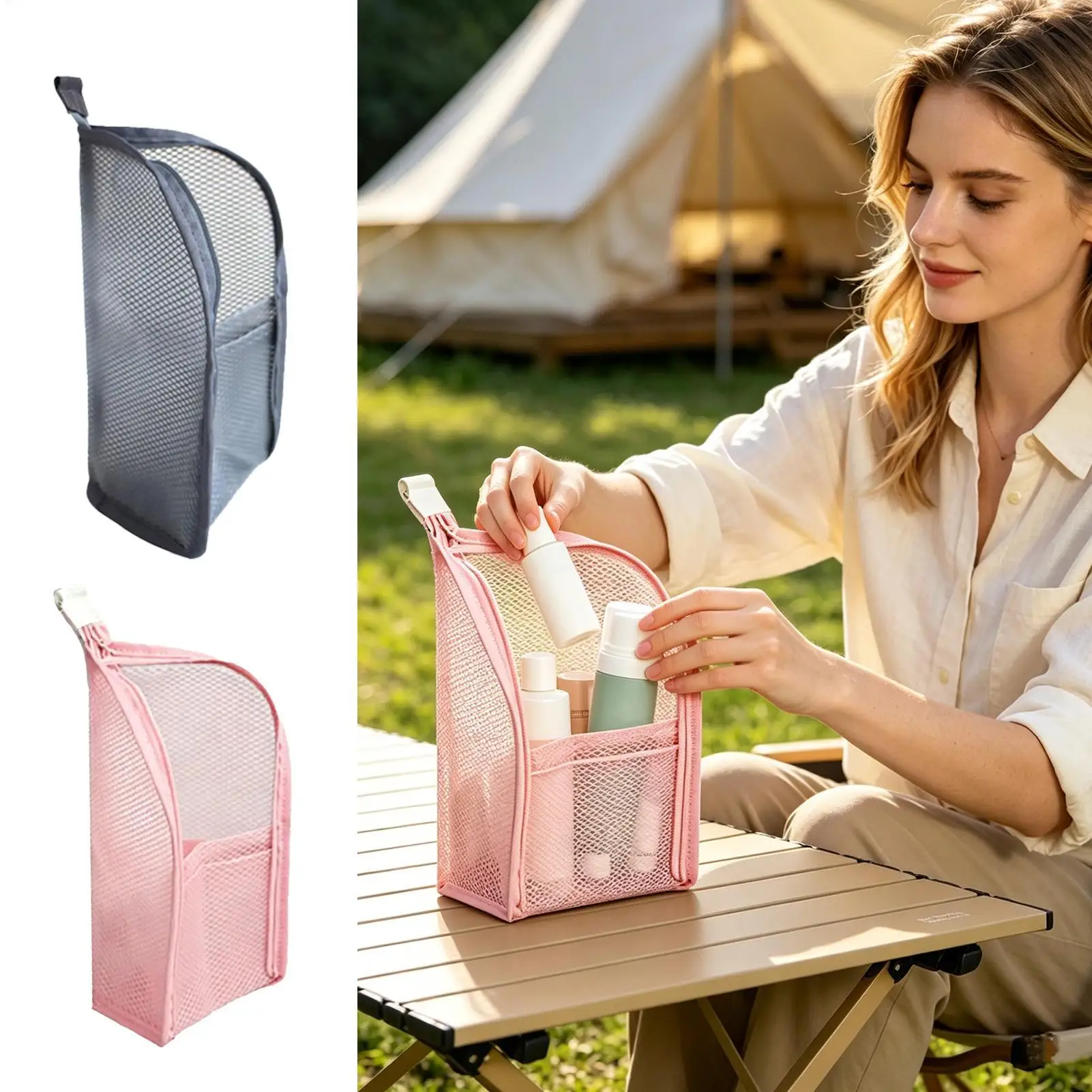 Standing Toiletry Bag Waterproof Mesh Cosmetic Pouch Women Travel Size Toiletries Bag For travel Home Bathroom Bedroom Gym
Standing Toiletry Bag Waterproof Mesh Cosmetic Pouch Women Travel Size Toiletries Bag For travel Home Bathroom Bedroom Gym
