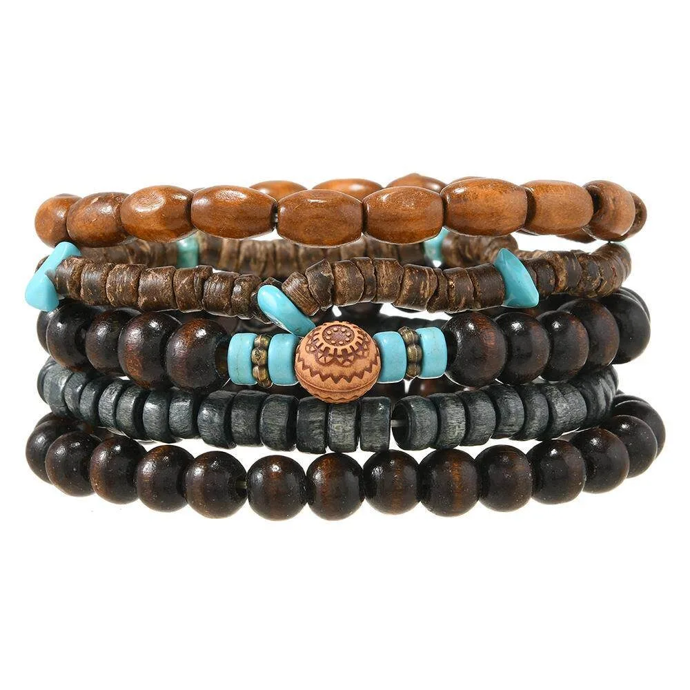 Simian Style Artistic Retro 5-piece Set of Wooden Bead Bracelet with Multiple Layers Bracelets
Simian Style Artistic Retro 5-piece Set of Wooden Bead Bracelet with Multiple Layers Bracelets