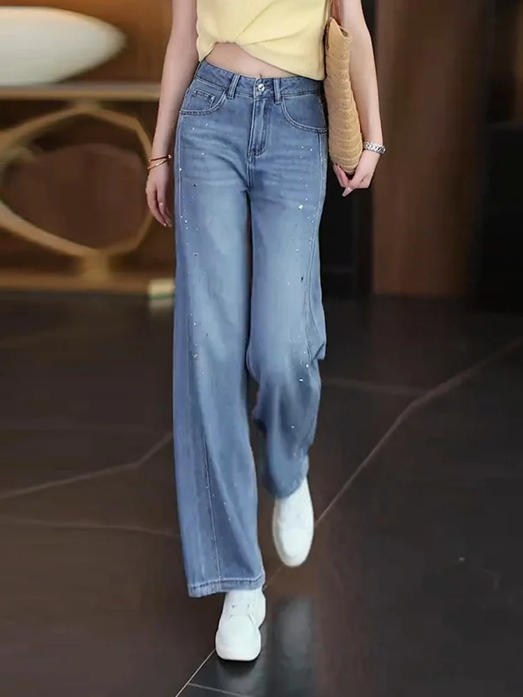 Slim Fit Skinny Denim Wide Leg Pants Women's Casual High Waist Slimming Straight Cut Spring Summer New Arrival Cotton Blend
Slim Fit Skinny Denim Wide Leg Pants Women's Casual High Waist Slimming Straight Cut Spring Summer New Arrival Cotton Blend