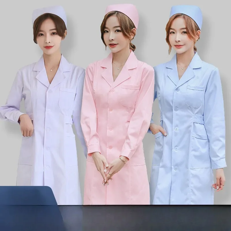 Nurse Uniform Long-sleeved Female Doctor Uniform New 2024 Thick White Coat Tattooed Clothing Pink Blue Waisted Overalls
Nurse Uniform Long-sleeved Female Doctor Uniform New 2024 Thick White Coat Tattooed Clothing Pink Blue Waisted Overalls