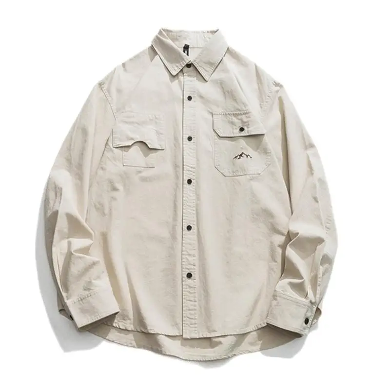 Japan Style Small Mountains Embroidery Men Long Sleeve Casual Shirts Turn Down Collar & Chest Flap Pockets Loose Cargo Shirt
Japan Style Small Mountains Embroidery Men Long Sleeve Casual Shirts Turn Down Collar & Chest Flap Pockets Loose Cargo Shirt