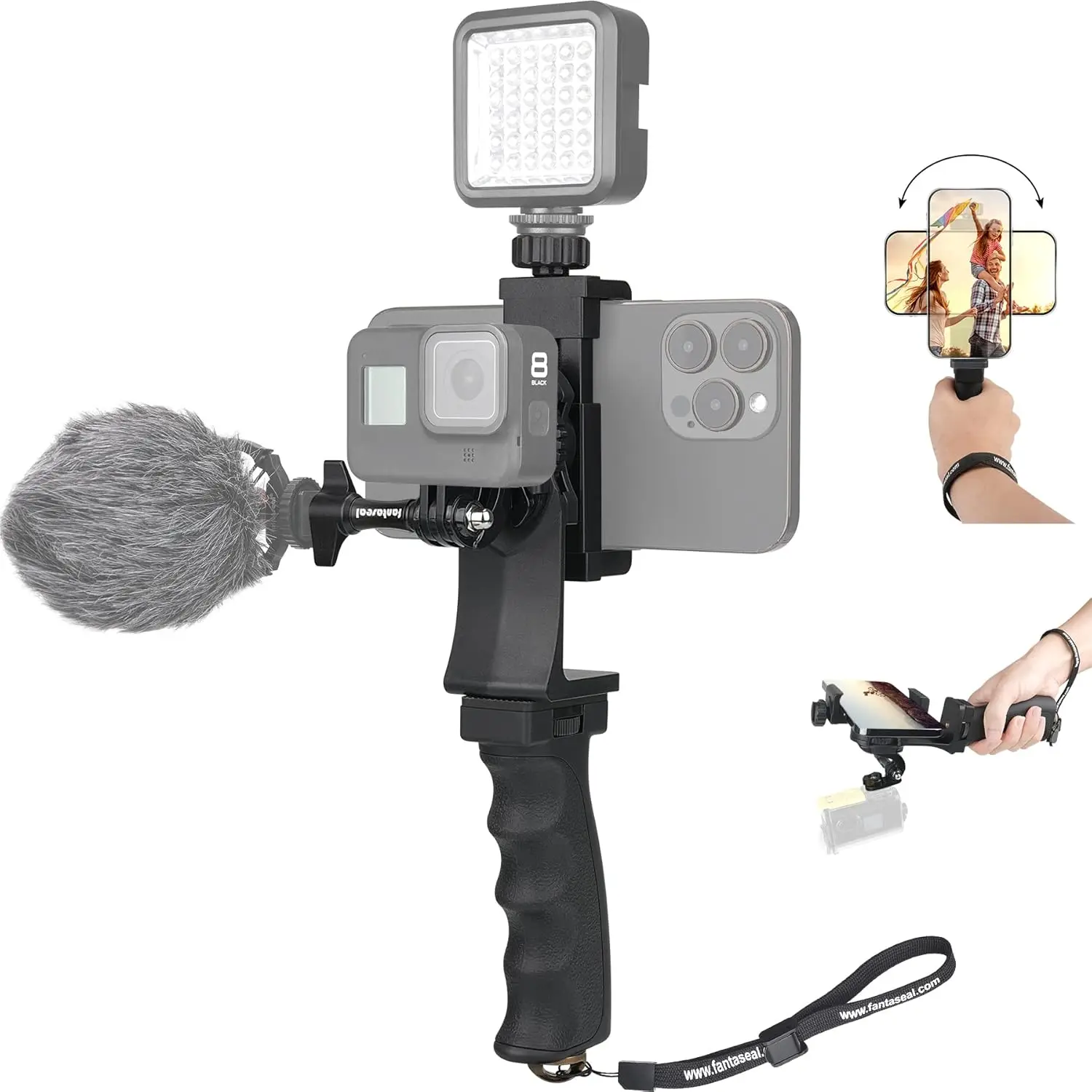 2-in-1 Ergonomic Portable Action Camera and Smartphone Hand Grip Stabilizer Mount Kit for Vlogging Travel Streaming
2-in-1 Ergonomic Portable Action Camera and Smartphone Hand Grip Stabilizer Mount Kit for Vlogging Travel Streaming