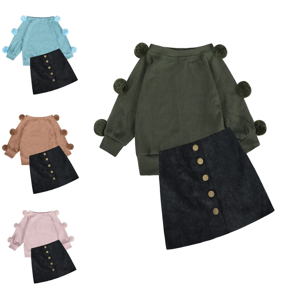 Jurebecia Toddler Kids Baby Girl Clothes Knitted Long Sleeve Pom Pom Sweater Tops Black Skirt Fall Outfits Fashion Clothing
Jurebecia Toddler Kids Baby Girl Clothes Knitted Long Sleeve Pom Pom Sweater Tops Black Skirt Fall Outfits Fashion Clothing