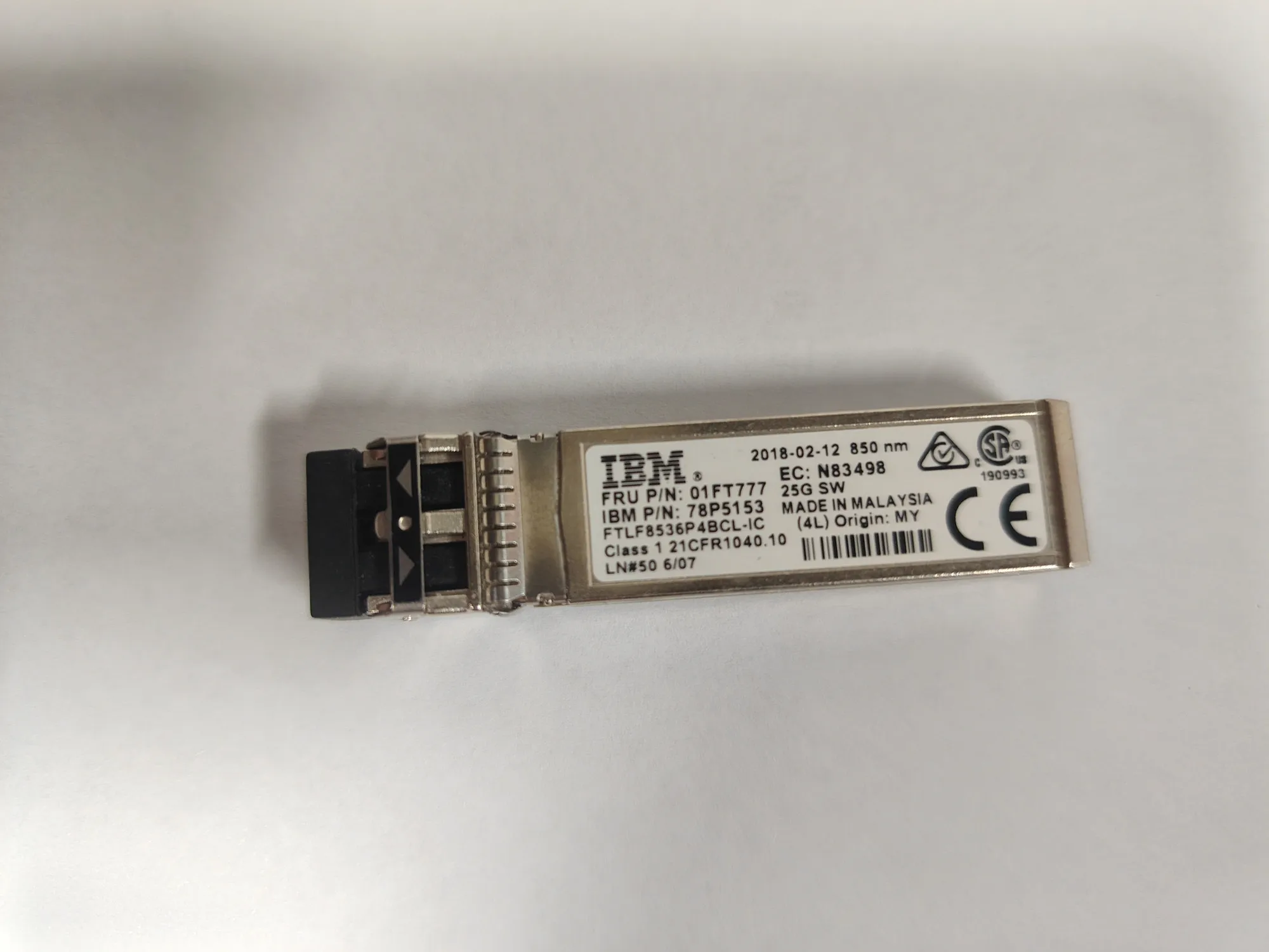 FINISAR 01FT777 IBM 78P5153 Transceiver SFP 25G SR 850NM FTLF8536P4BCL-IC N83854 25GB Sfp Fiber Switch
FINISAR 01FT777 IBM 78P5153 Transceiver SFP 25G SR 850NM FTLF8536P4BCL-IC N83854 25GB Sfp Fiber Switch