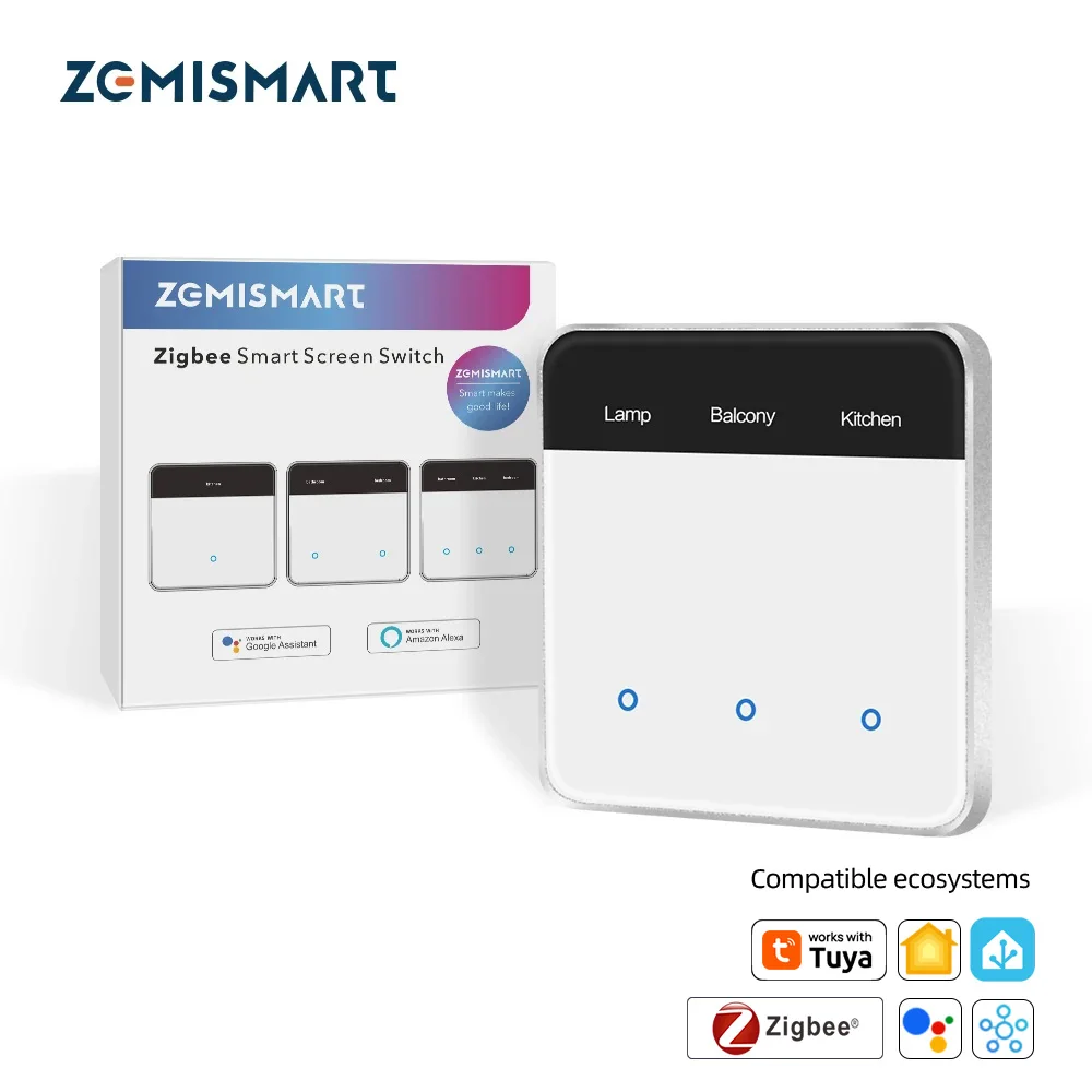 Zemismart Zigbee DIY Name Switch EU Type Smart Display Screen Light Touch Panel Switch Work with Tuya Smart Life App and Homey
Zemismart Zigbee DIY Name Switch EU Type Smart Display Screen Light Touch Panel Switch Work with Tuya Smart Life App and Homey